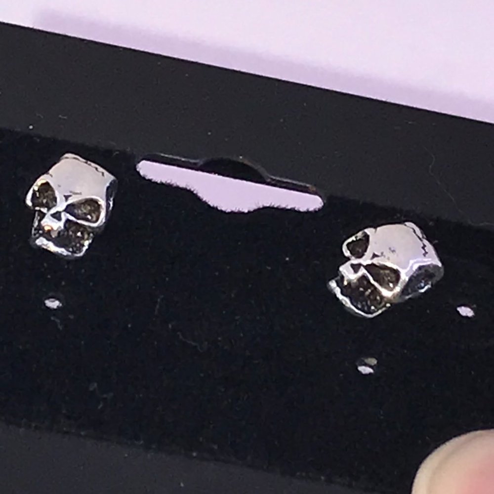 Sterling Silver Skull Post Earrings